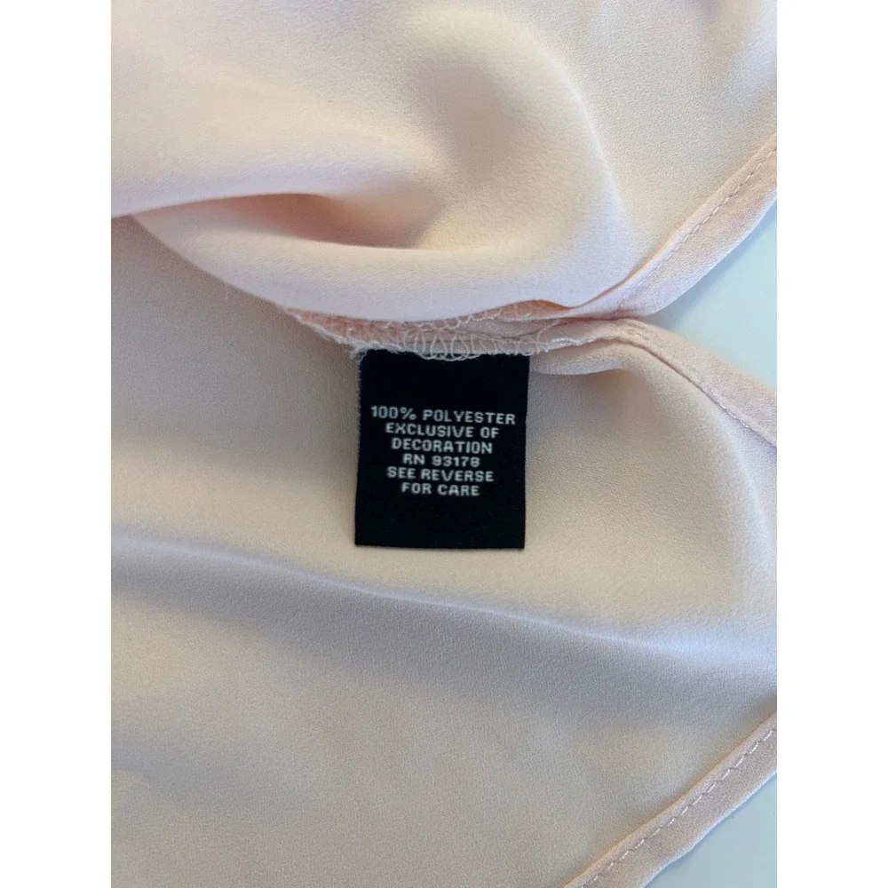 Premise Blush Pink Crochet Lace Trim Long Sleeve Chiffon Boho Top Size Medium